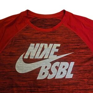 Nike BSBL Baseball Dri-Fit 3/4 Sleeve Shirt Red Heather Mens Large L Raglan Tee
